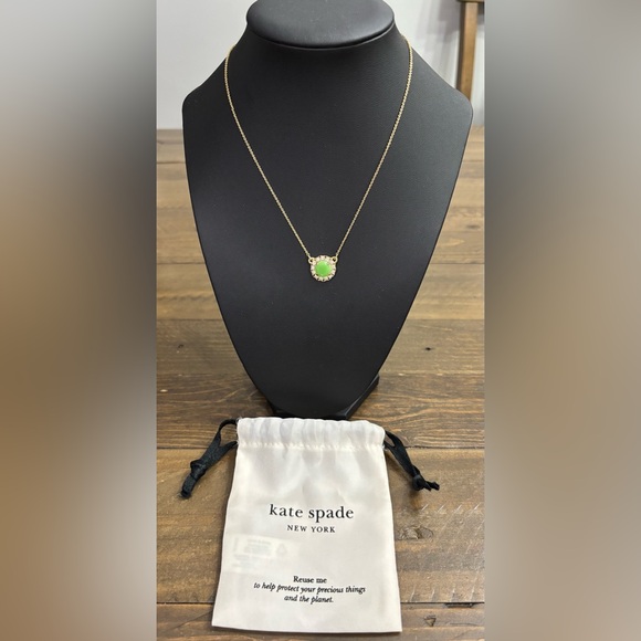 kate spade Jewelry - Kate Spade Gold Tone Necklace with Green Stone